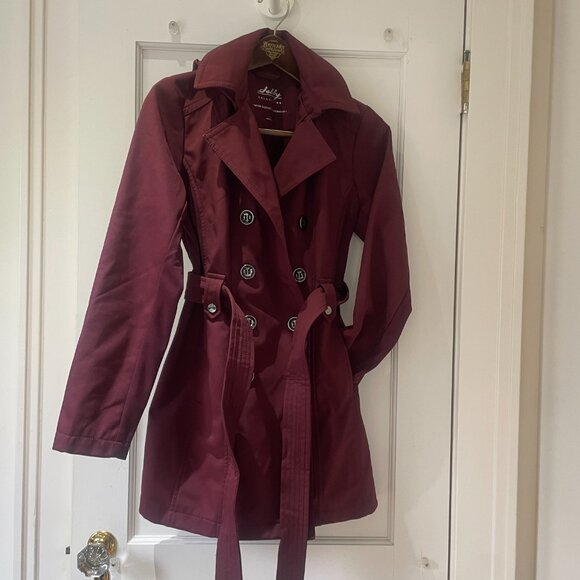 Sebby Collection Women's Soft Shell Trench Coat Water Resistant with Hood Small - Picture 2 of 9